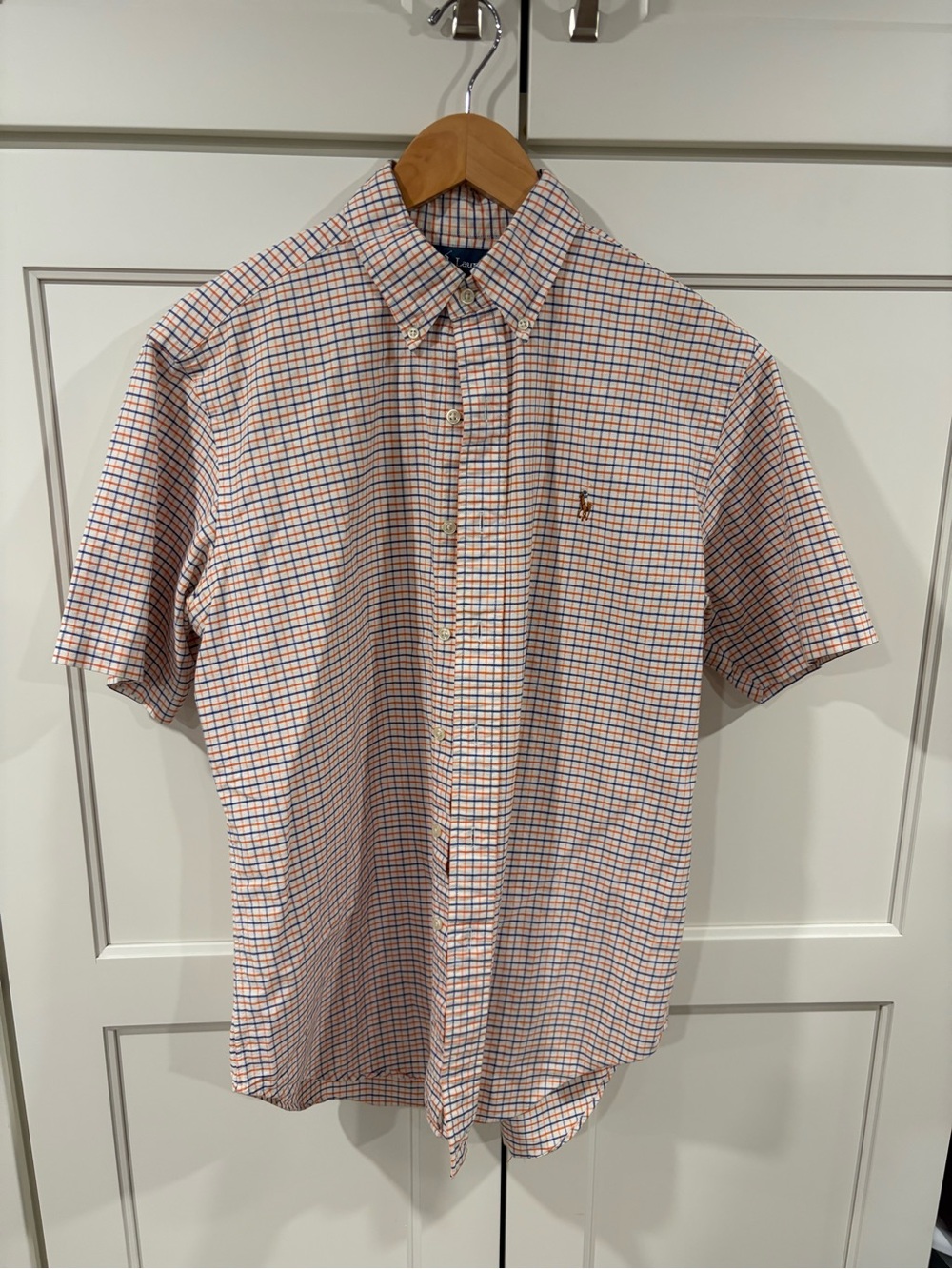 Ralph Lauren Short-Sleeve Button-Down in Orange & Blue Check